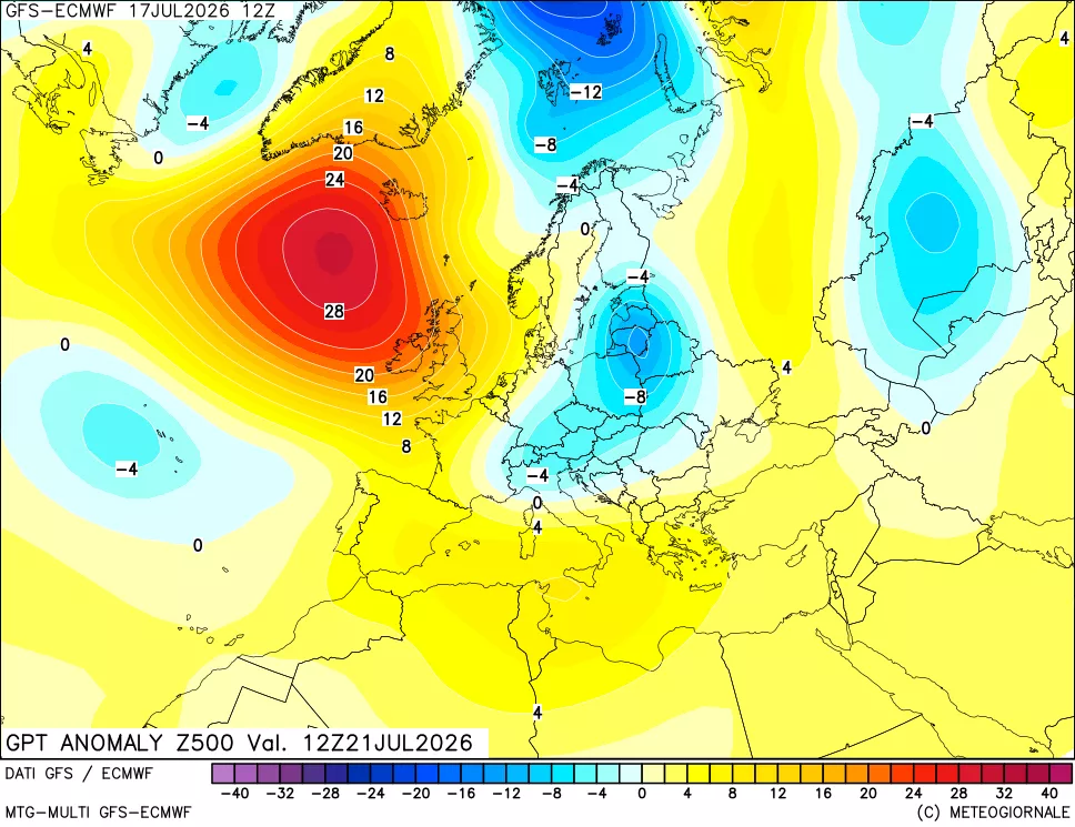 mappa 500 hPa GPT Anomaly vs Cli.No 1981-2010
