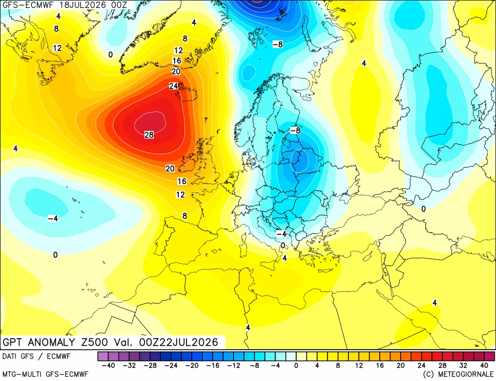 mappa 500 hPa GPT Anomaly vs Cli.No 1981-2010
