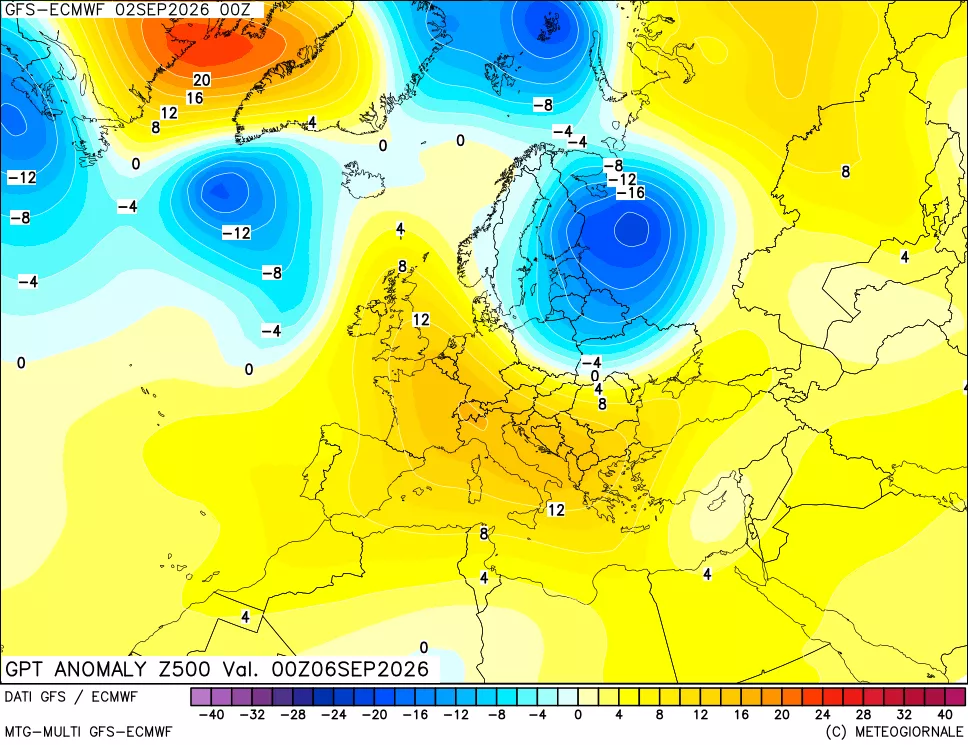 mappa 500 hPa GPT Anomaly vs Cli.No 1981-2010