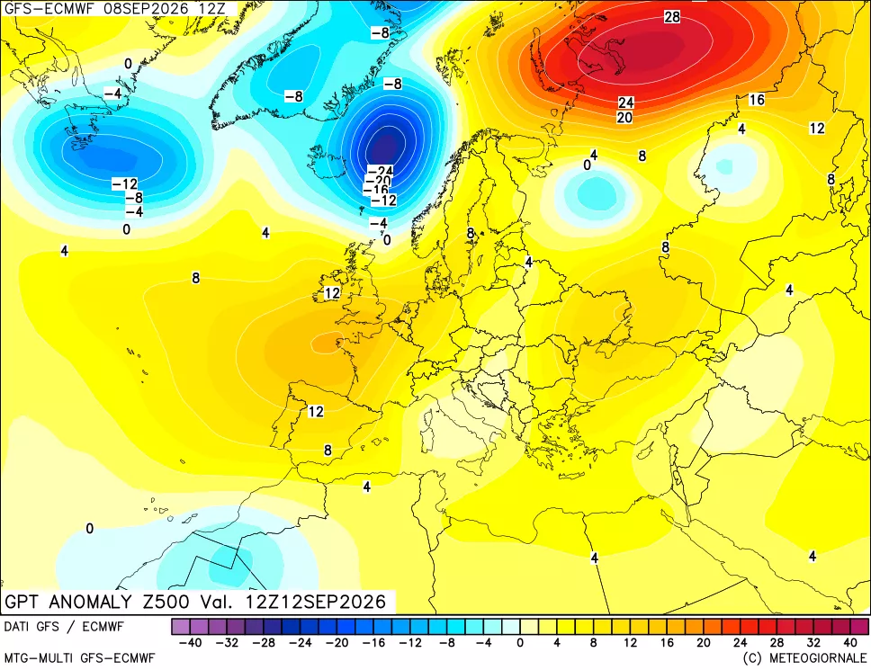 mappa 500 hPa GPT Anomaly vs Cli.No 1981-2010