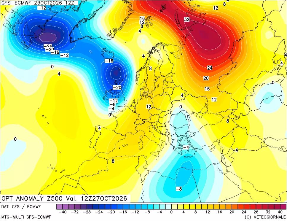 mappa 500 hPa GPT Anomaly vs Cli.No 1981-2010