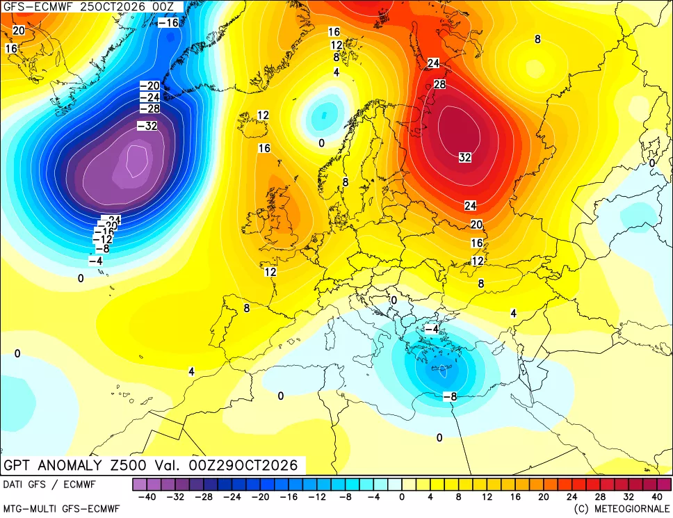mappa 500 hPa GPT Anomaly vs Cli.No 1981-2010