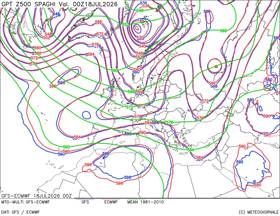 mappa Geopotenziali a 500 hPa - Spaghetti