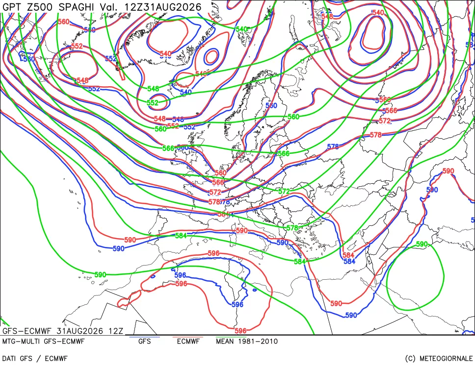 mappa Geopotenziali a 500 hPa - Spaghetti