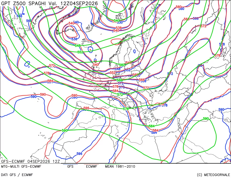 mappa Geopotenziali a 500 hPa - Spaghetti