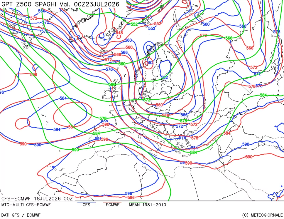 mappa Geopotenziali a 500 hPa - Spaghetti