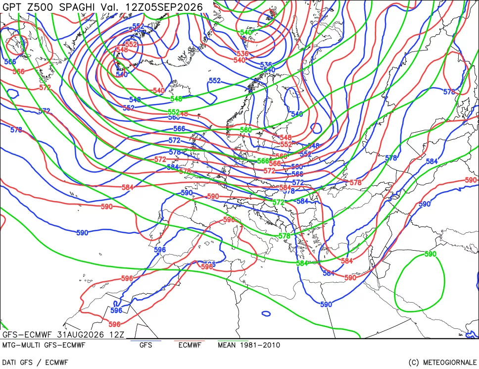 mappa Geopotenziali a 500 hPa - Spaghetti