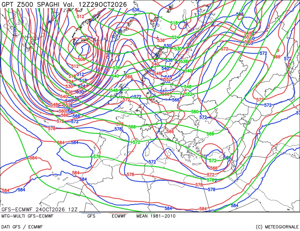 mappa Geopotenziali a 500 hPa - Spaghetti