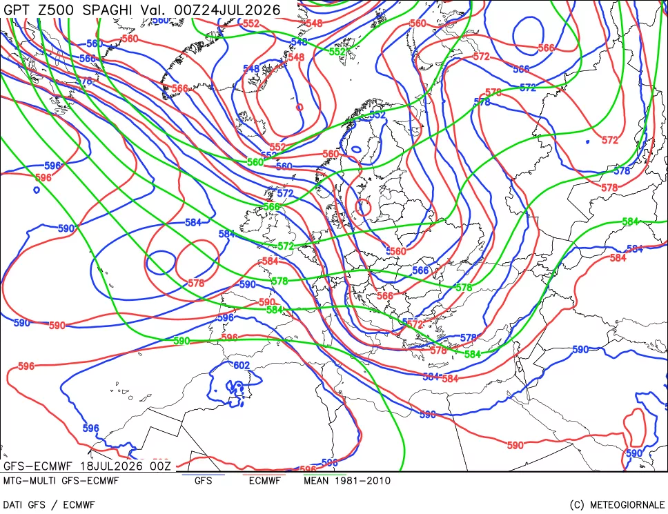 mappa Geopotenziali a 500 hPa - Spaghetti