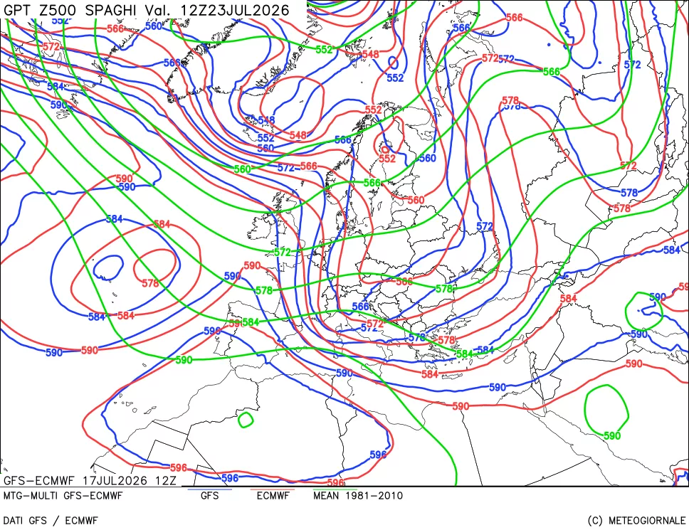 mappa Geopotenziali a 500 hPa - Spaghetti