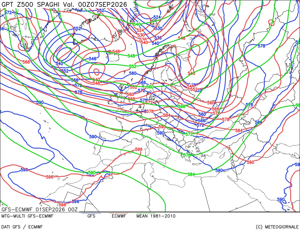 mappa Geopotenziali a 500 hPa - Spaghetti