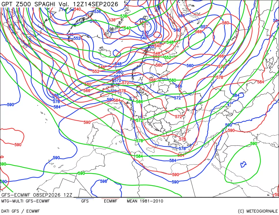 mappa Geopotenziali a 500 hPa - Spaghetti