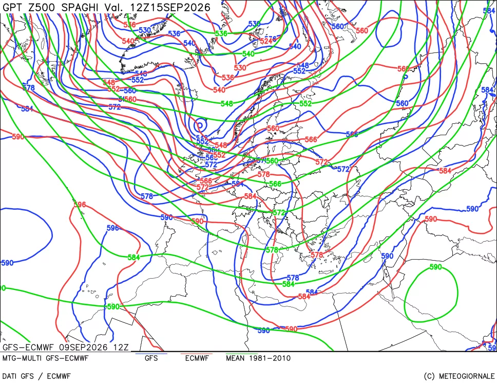 mappa Geopotenziali a 500 hPa - Spaghetti
