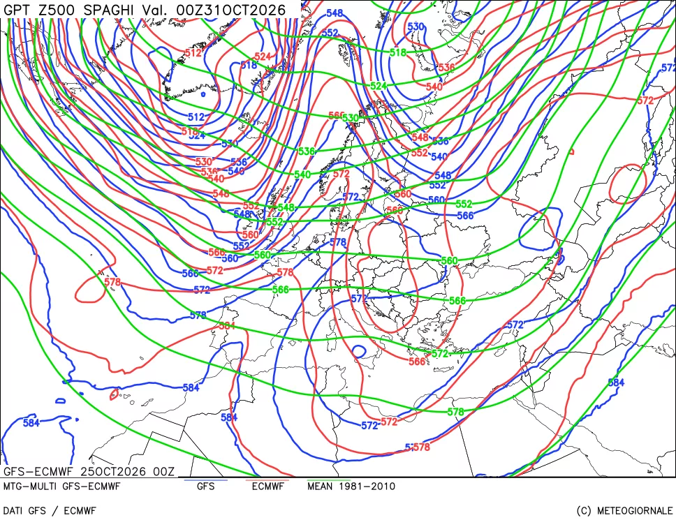mappa Geopotenziali a 500 hPa - Spaghetti