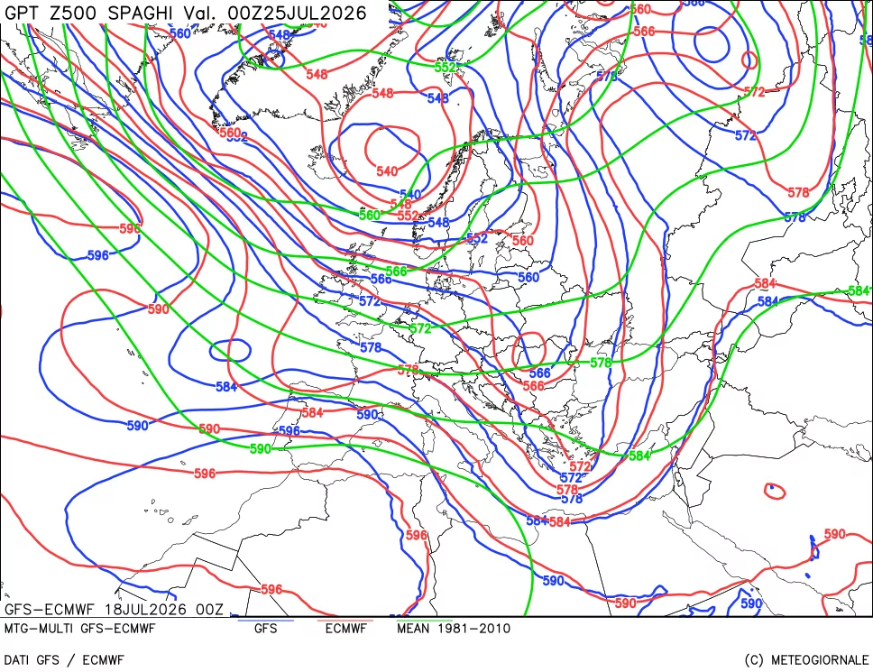 mappa Geopotenziali a 500 hPa - Spaghetti