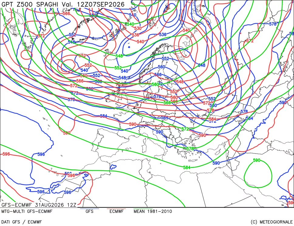 mappa Geopotenziali a 500 hPa - Spaghetti