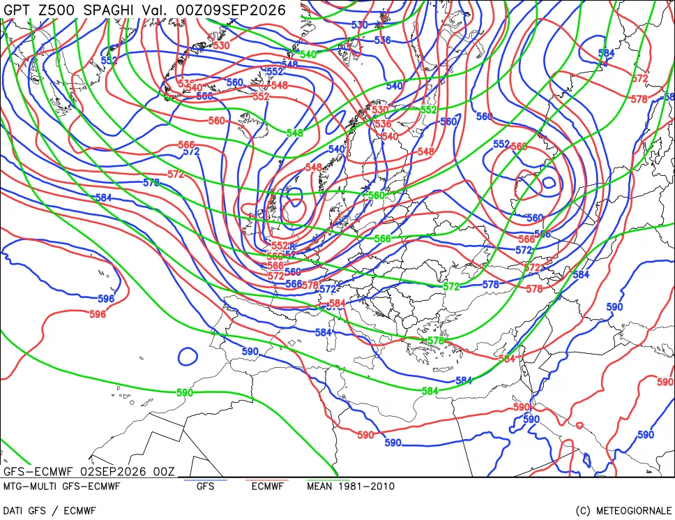 mappa Geopotenziali a 500 hPa - Spaghetti