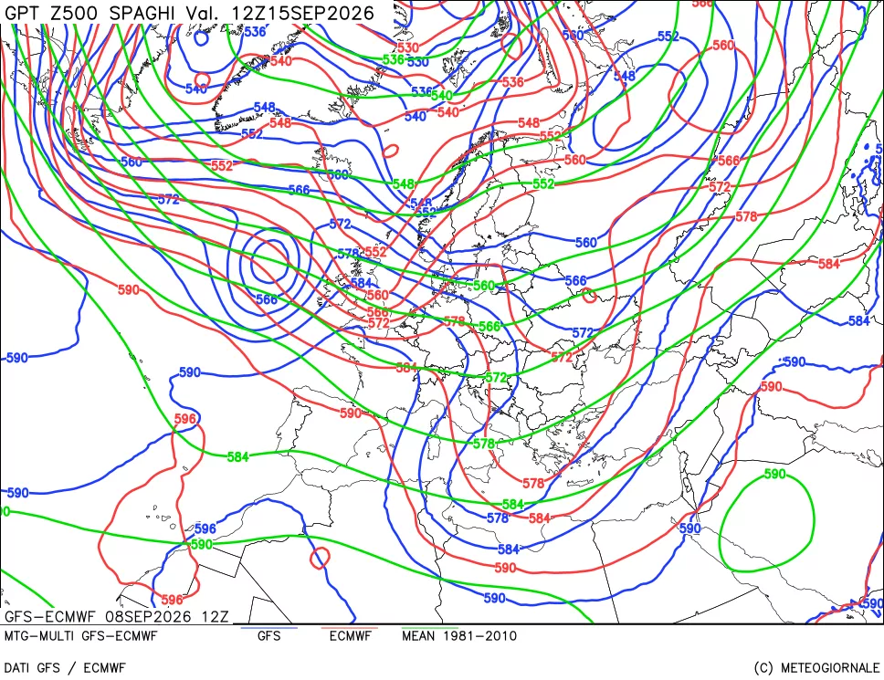 mappa Geopotenziali a 500 hPa - Spaghetti