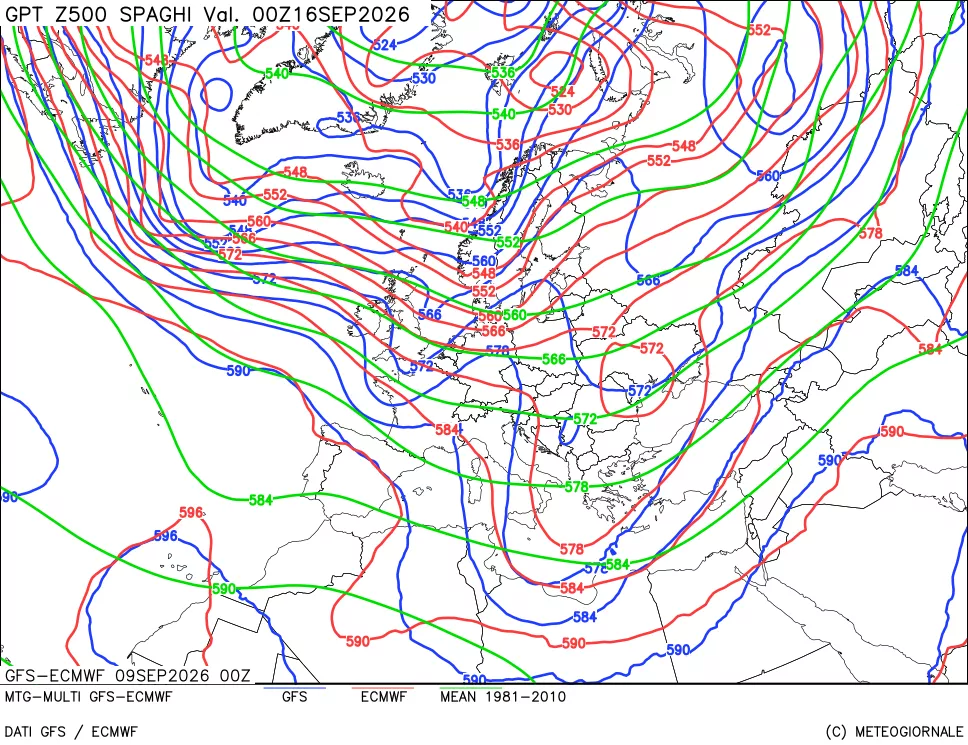 mappa Geopotenziali a 500 hPa - Spaghetti