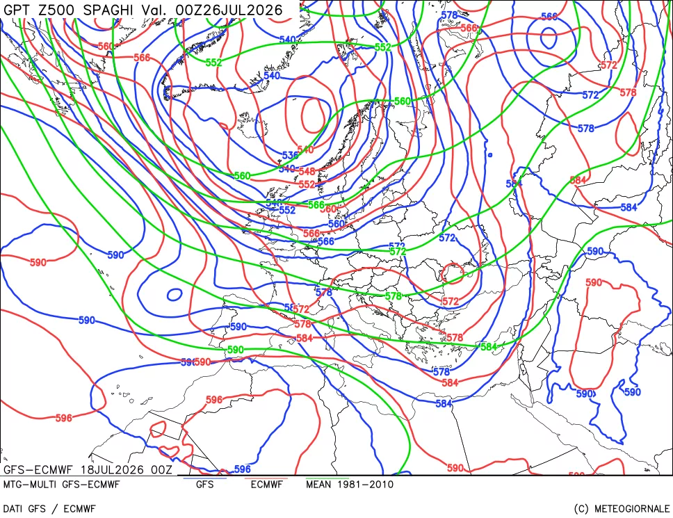 mappa Geopotenziali a 500 hPa - Spaghetti