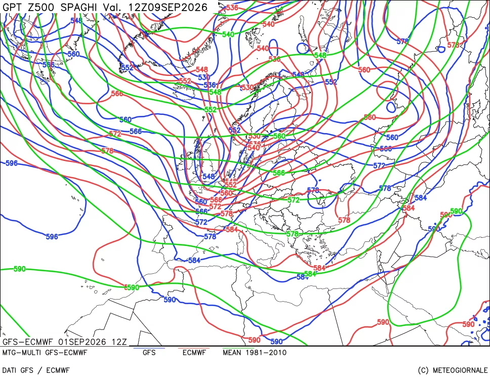 mappa Geopotenziali a 500 hPa - Spaghetti