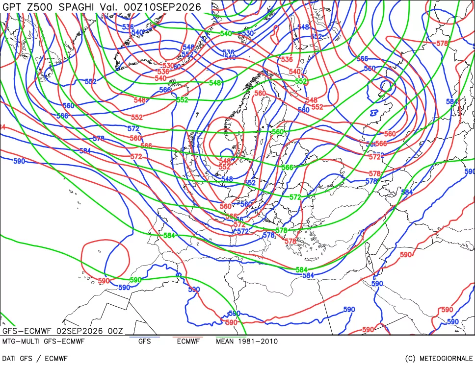 mappa Geopotenziali a 500 hPa - Spaghetti