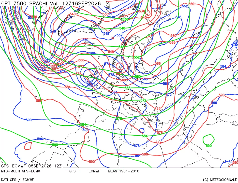 mappa Geopotenziali a 500 hPa - Spaghetti
