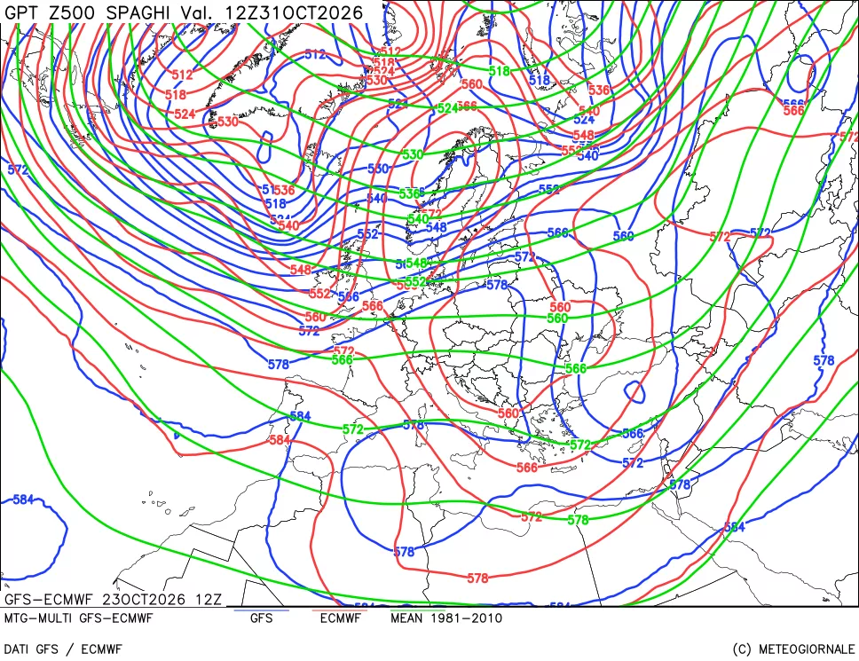 mappa Geopotenziali a 500 hPa - Spaghetti