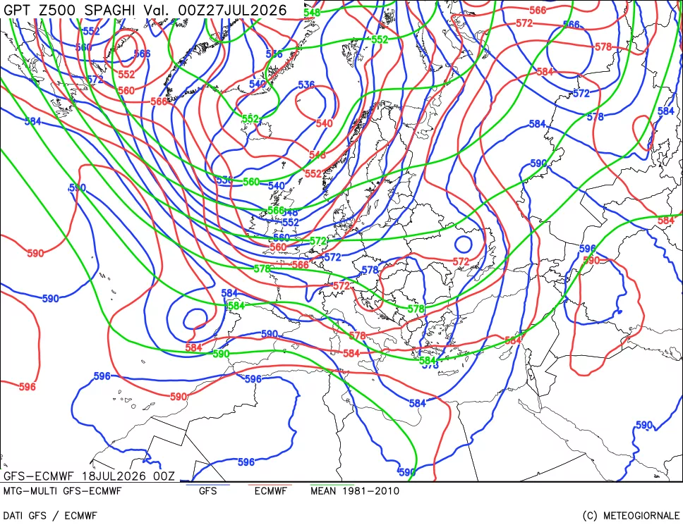 mappa Geopotenziali a 500 hPa - Spaghetti
