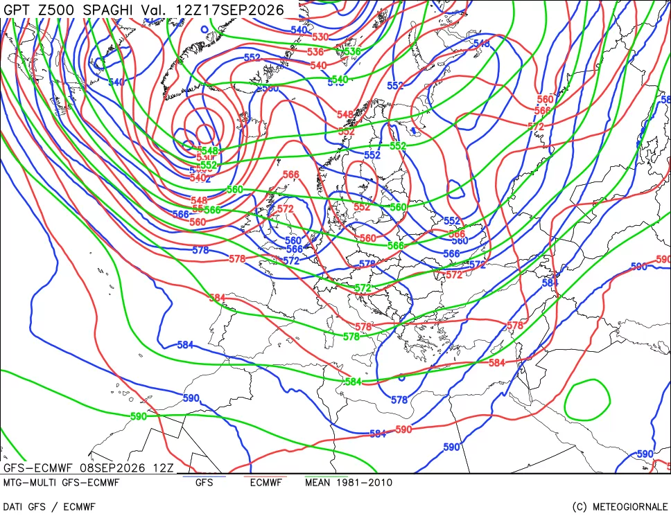 mappa Geopotenziali a 500 hPa - Spaghetti