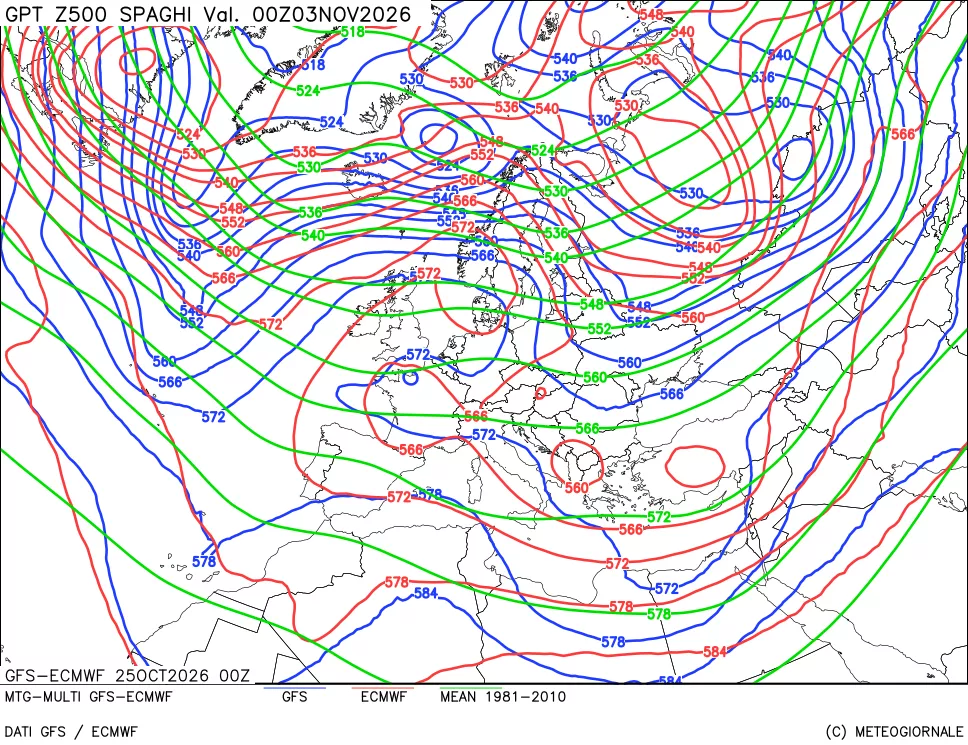 mappa Geopotenziali a 500 hPa - Spaghetti