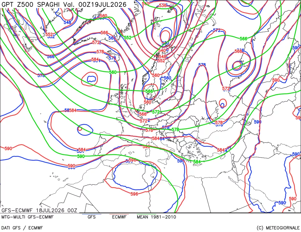 mappa Geopotenziali a 500 hPa - Spaghetti