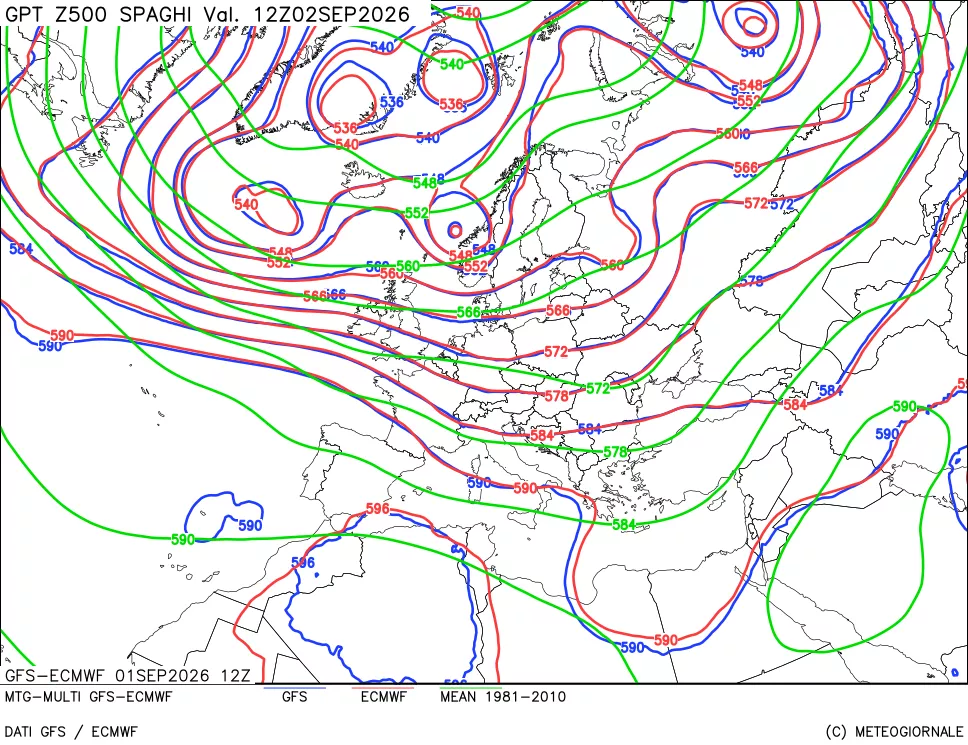 mappa Geopotenziali a 500 hPa - Spaghetti