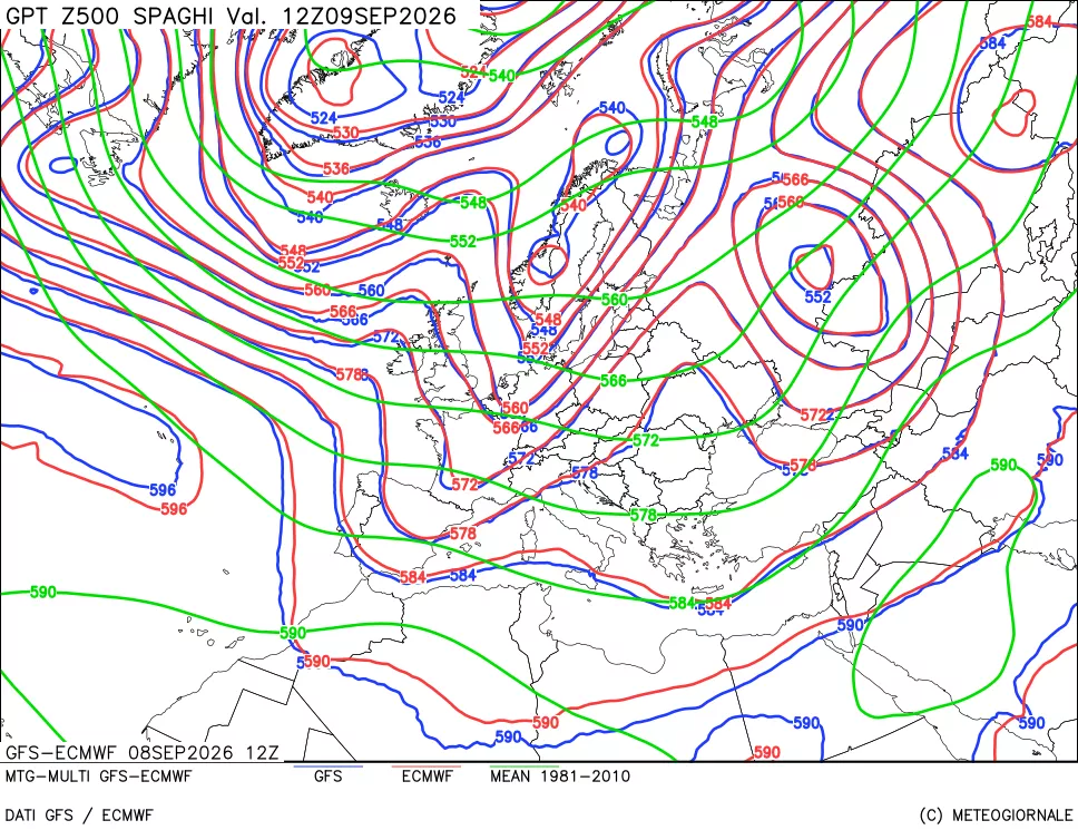 mappa Geopotenziali a 500 hPa - Spaghetti