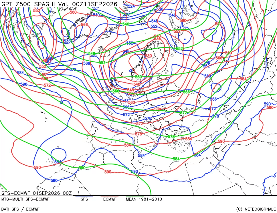 mappa Geopotenziali a 500 hPa - Spaghetti