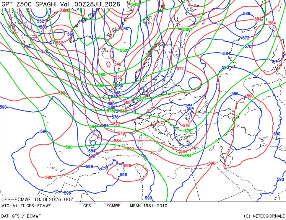 mappa Geopotenziali a 500 hPa - Spaghetti