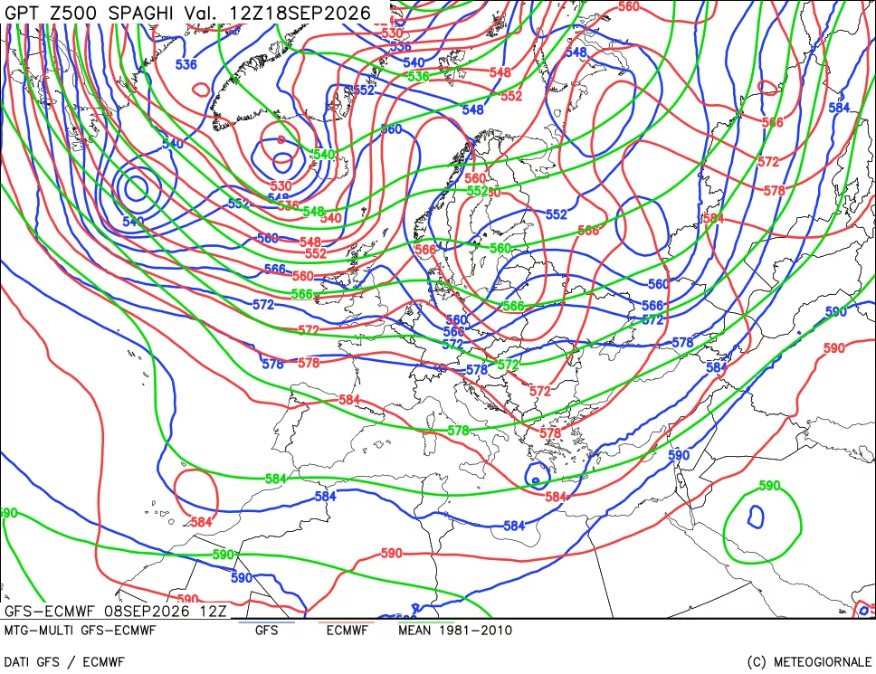 mappa Geopotenziali a 500 hPa - Spaghetti