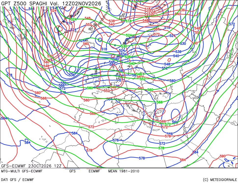 mappa Geopotenziali a 500 hPa - Spaghetti