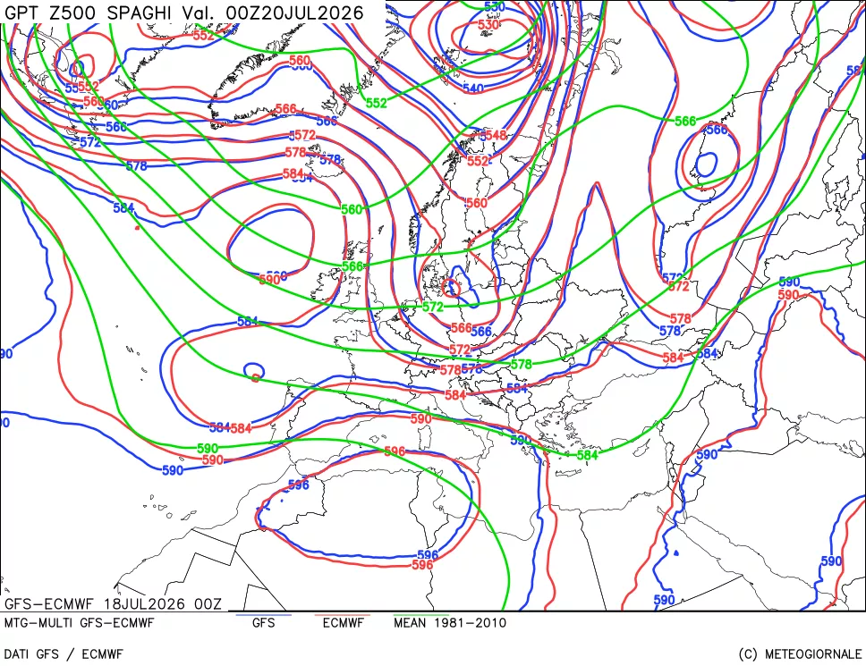 mappa Geopotenziali a 500 hPa - Spaghetti