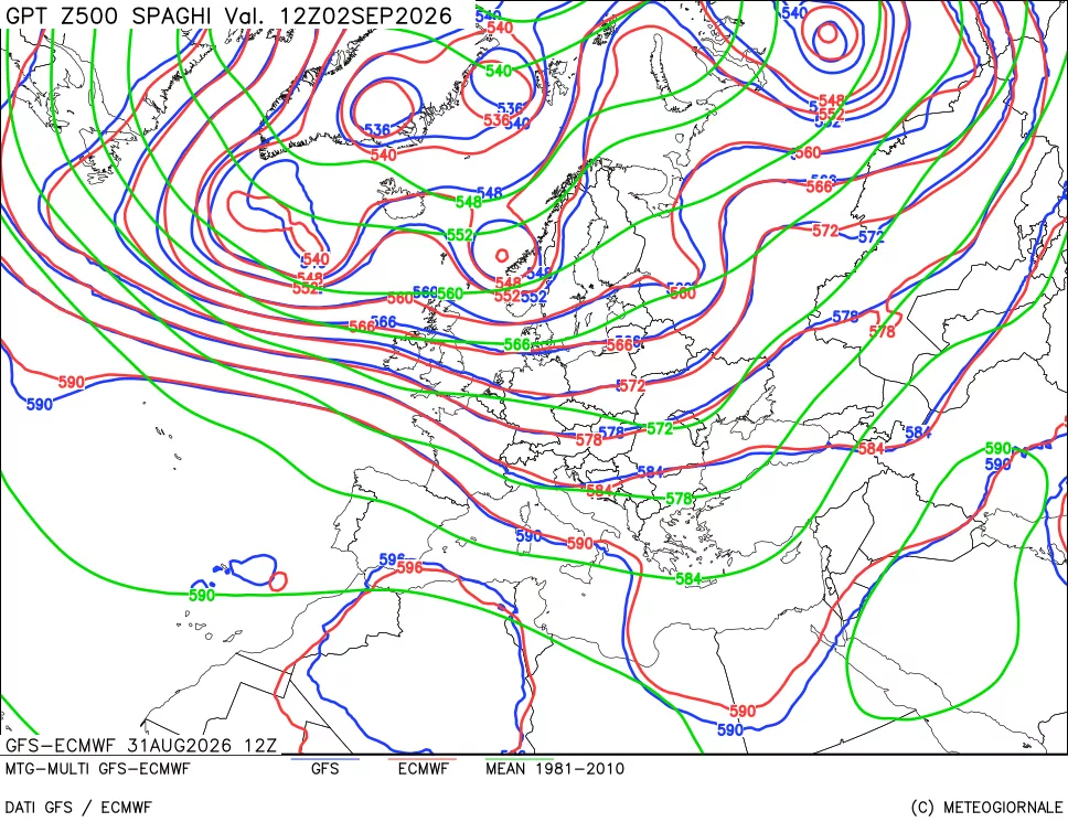 mappa Geopotenziali a 500 hPa - Spaghetti