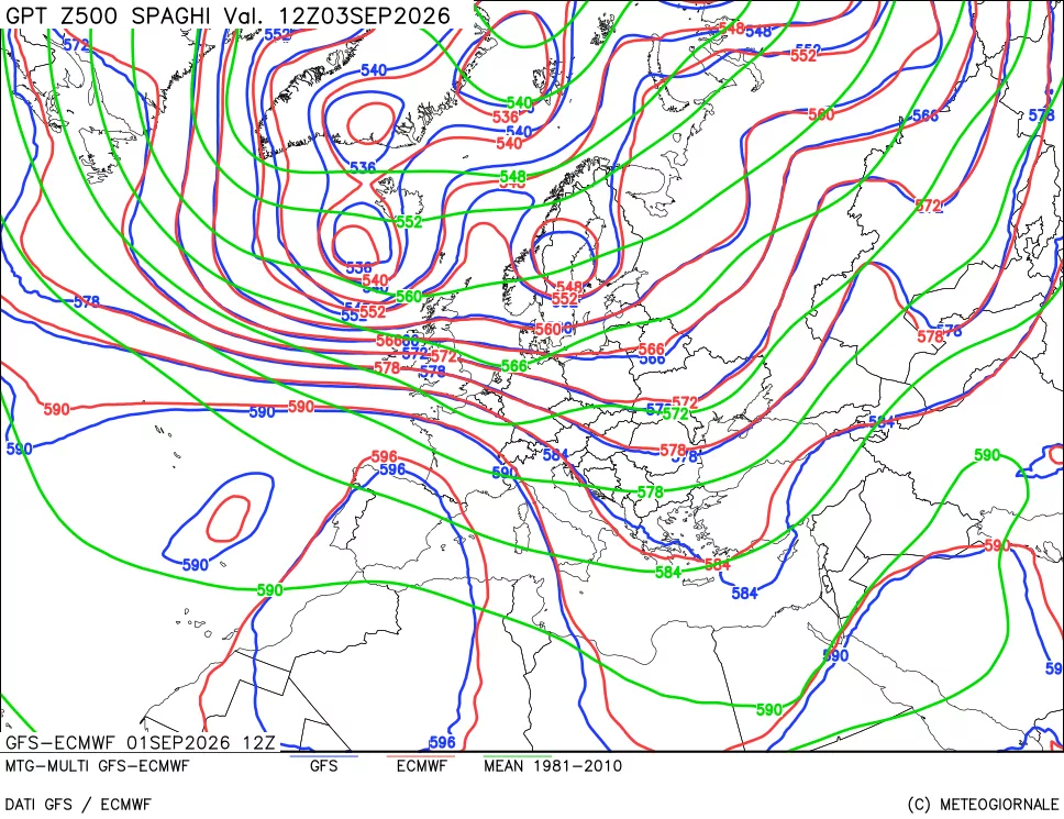mappa Geopotenziali a 500 hPa - Spaghetti