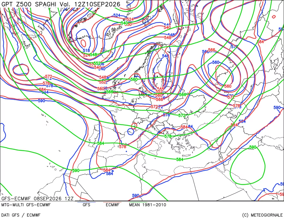mappa Geopotenziali a 500 hPa - Spaghetti