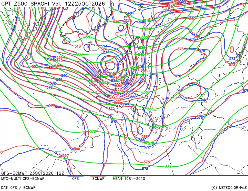 mappa Geopotenziali a 500 hPa - Spaghetti