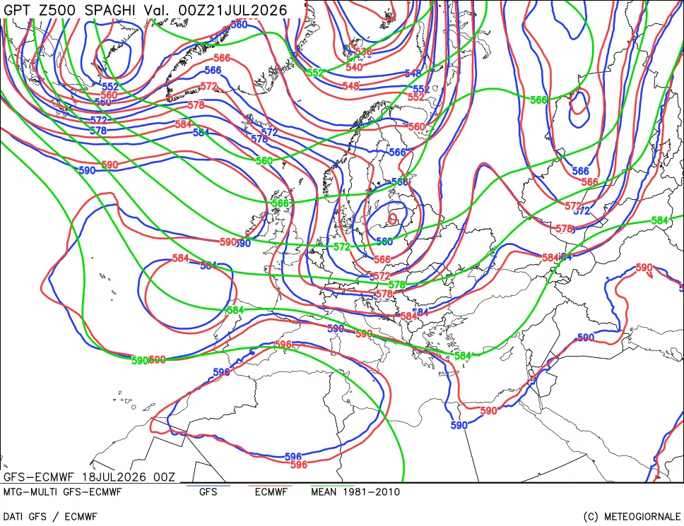 mappa Geopotenziali a 500 hPa - Spaghetti
