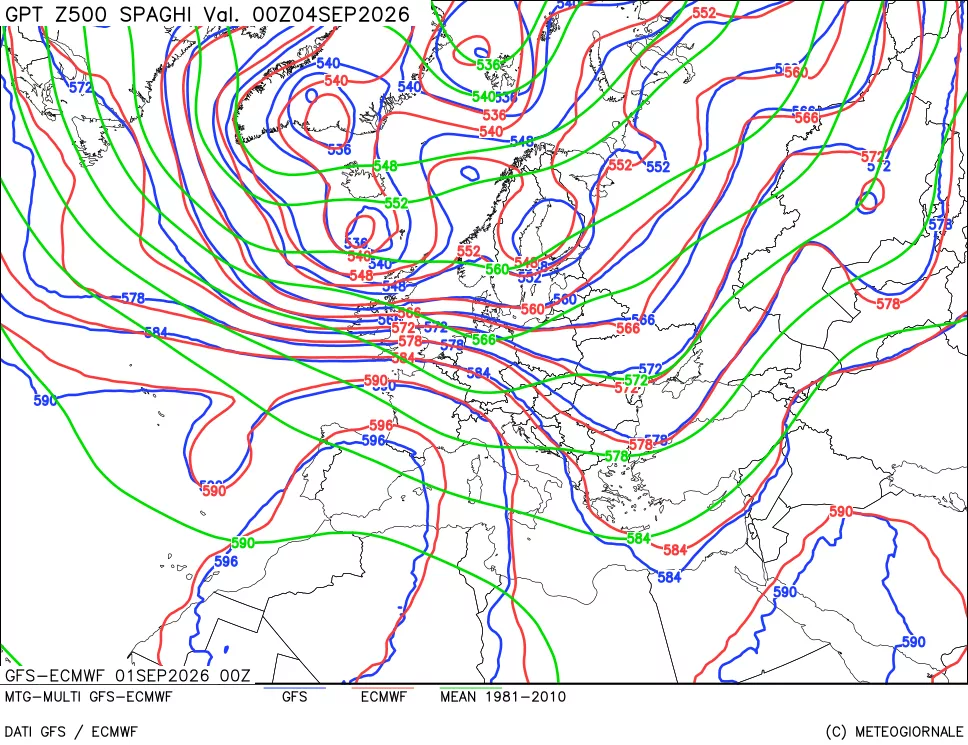 mappa Geopotenziali a 500 hPa - Spaghetti