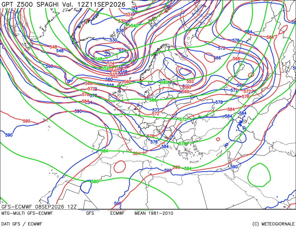 mappa Geopotenziali a 500 hPa - Spaghetti