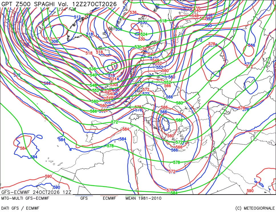 mappa Geopotenziali a 500 hPa - Spaghetti
