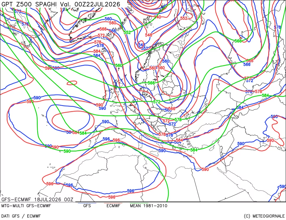 mappa Geopotenziali a 500 hPa - Spaghetti