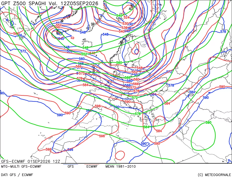 mappa Geopotenziali a 500 hPa - Spaghetti