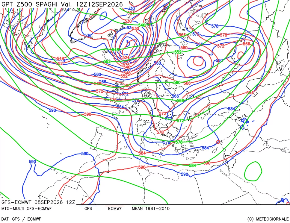mappa Geopotenziali a 500 hPa - Spaghetti